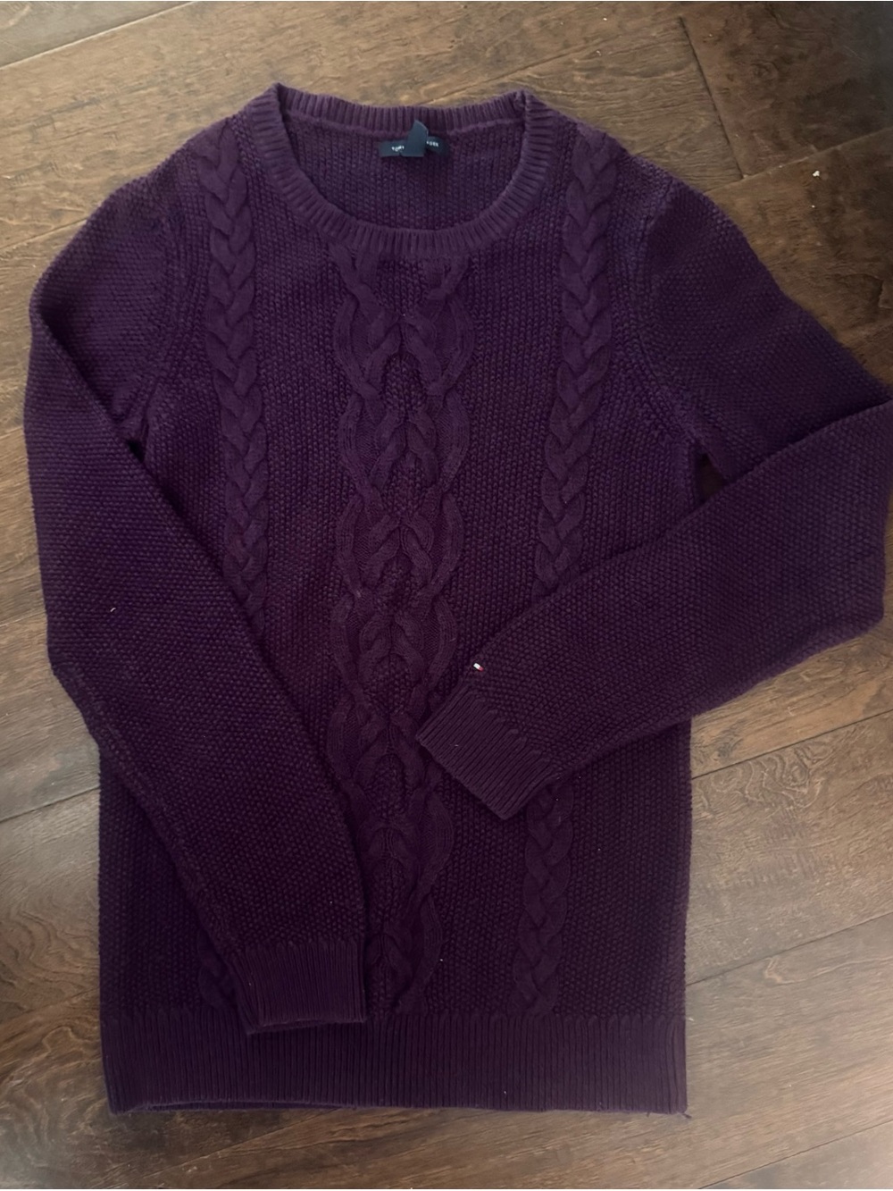 Tommy Hilfiger Cable Crewneck Sweater - Plum